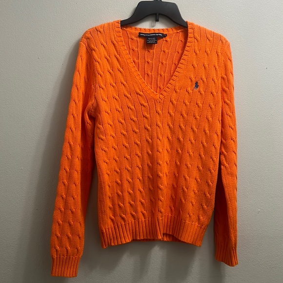 Polo Ralph Lauren Sweaters - Ralph Lauren sports classic cable knit orange sweater in size L